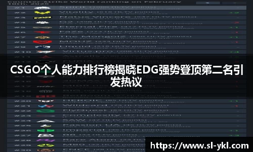 CSGO个人能力排行榜揭晓EDG强势登顶第二名引发热议